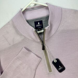 Johnnie-O Baron Featherweight 1/4 Zip Pullover Sweater Men 2XL Wool Blend Purple